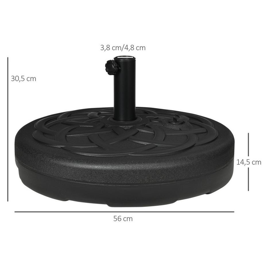 Northio Portaombrellone riempibile fino a 35 kg Portaombrellone, portaombrellone rotondo, peso ombrellone, supporto per ombrellone Ø38/48 mm, per balcone, terrazza, giardino, nero  