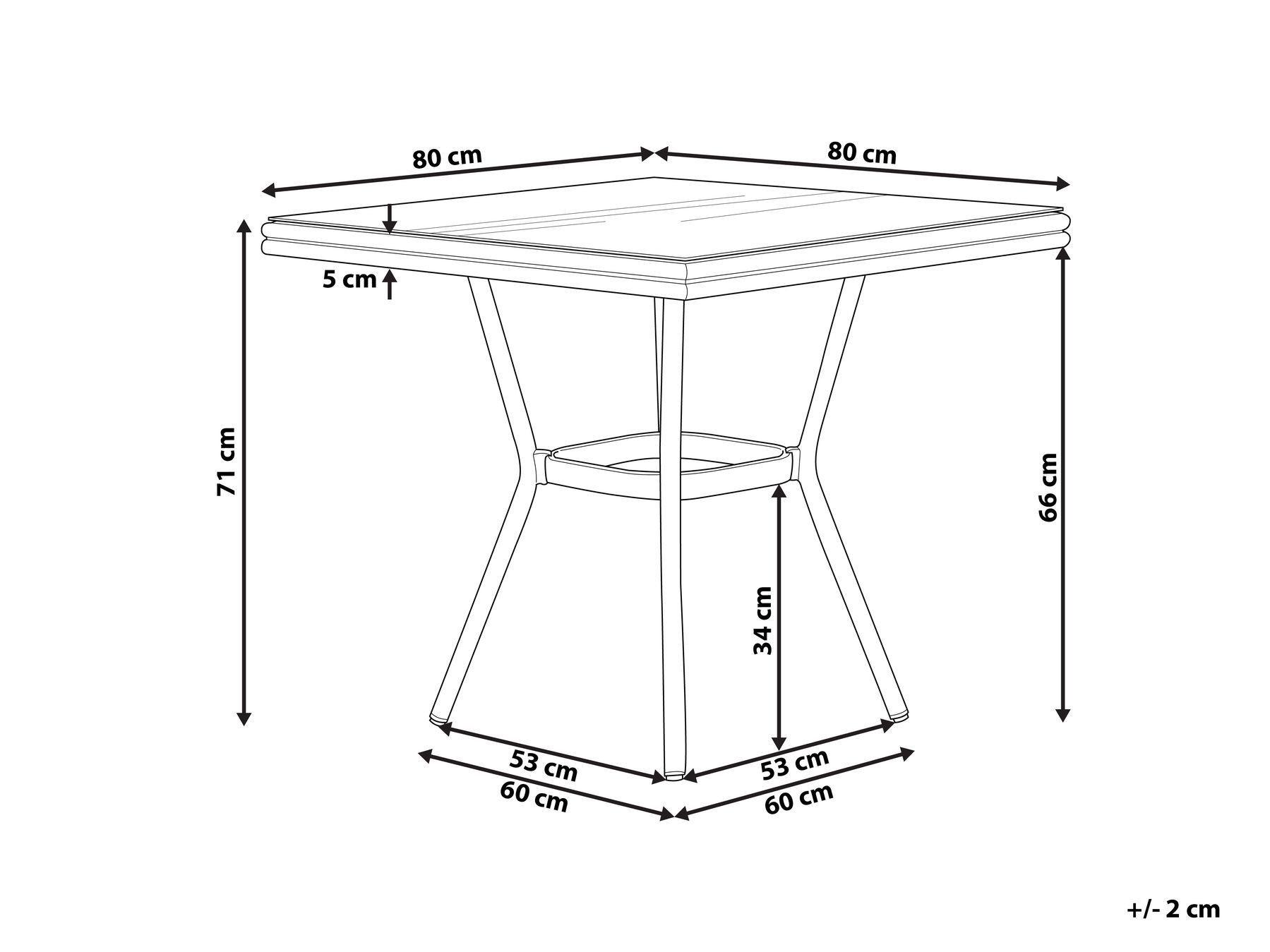 Beliani Table bistrot en Polyrotin Boho CASPRI  