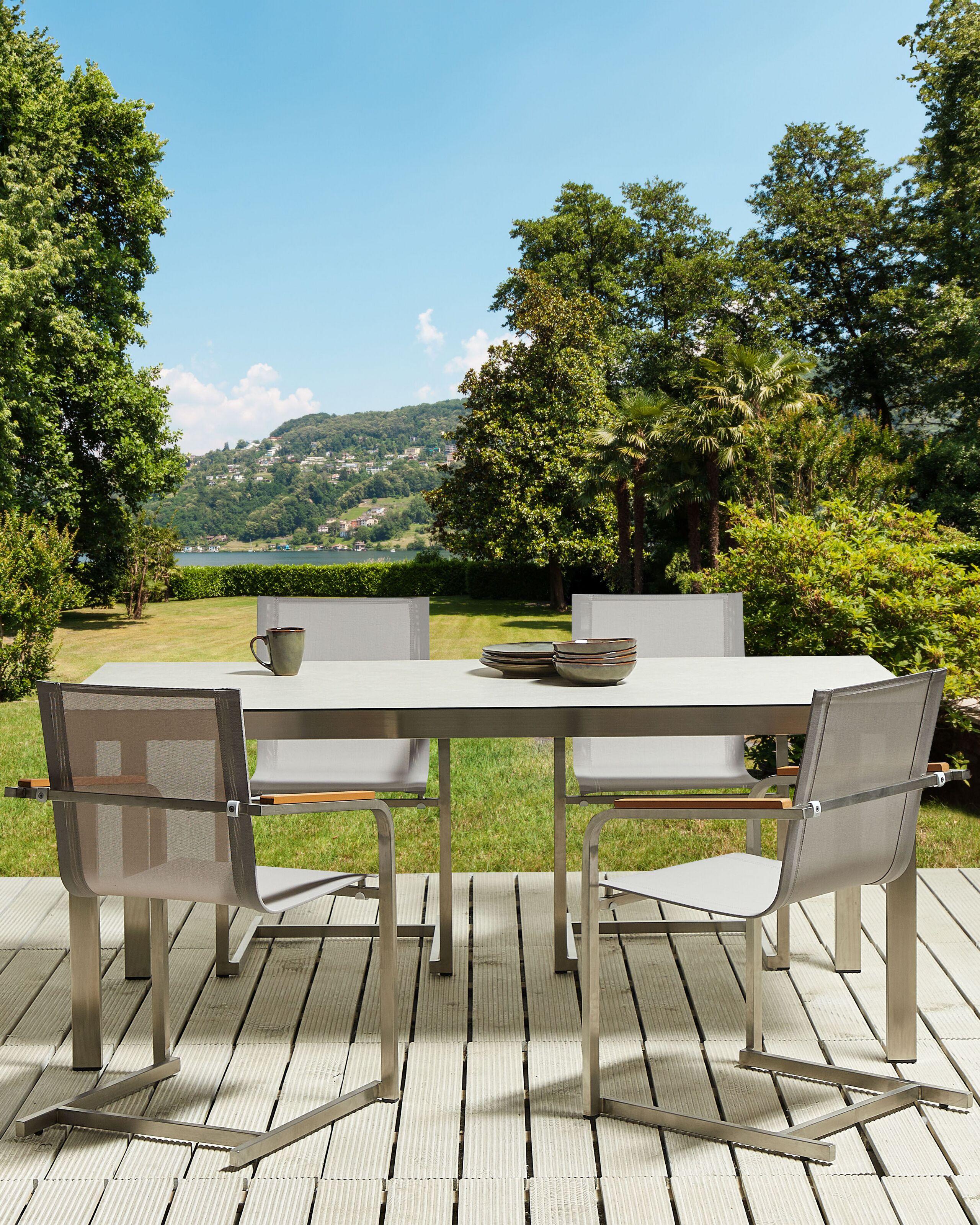 Beliani Lot de 4 chaises de jardin en Acier inox Moderne COSOLETO  