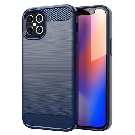 Cadorabo  Hülle für Apple iPhone 12 PRO MAX TPU Silikon Edelstahl-Karbonfaser Optik 