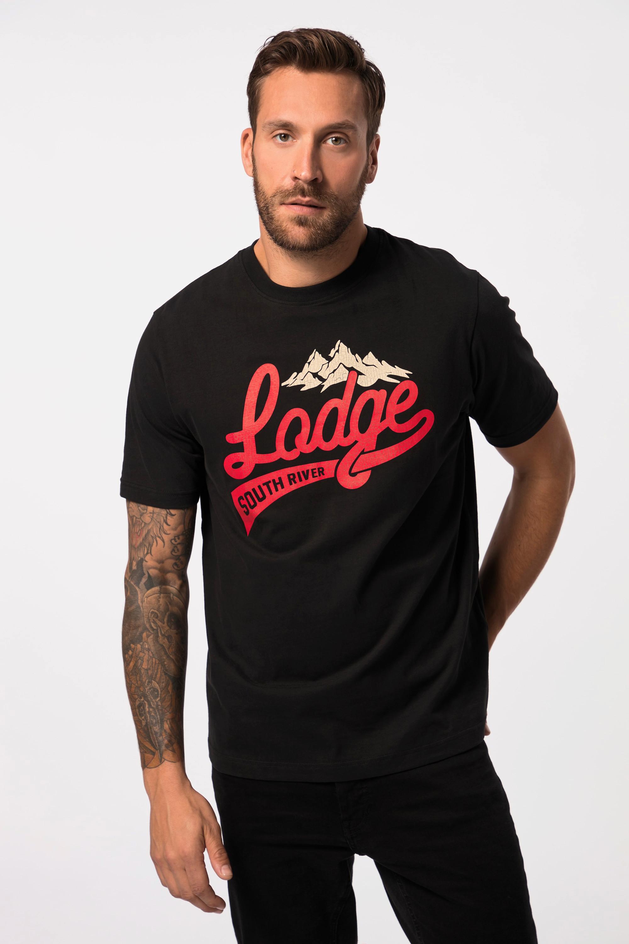 JP1880  T-shirt avec imprimé Lodge, manches courtes et col rond - jusqu'au 8 XL 