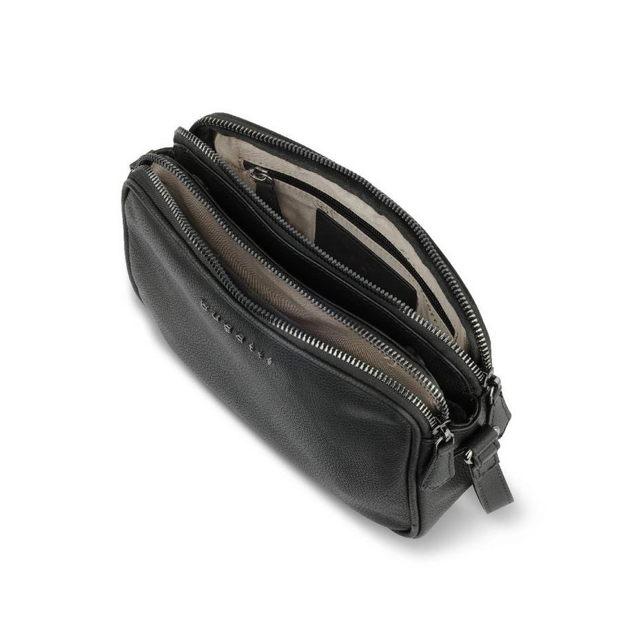 BUGATTI Bella Petit Sac à Bandoulière avec Double Fermeture Éclair Noir  