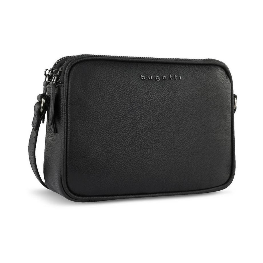 BUGATTI Bella Petit Sac à Bandoulière avec Double Fermeture Éclair Noir  