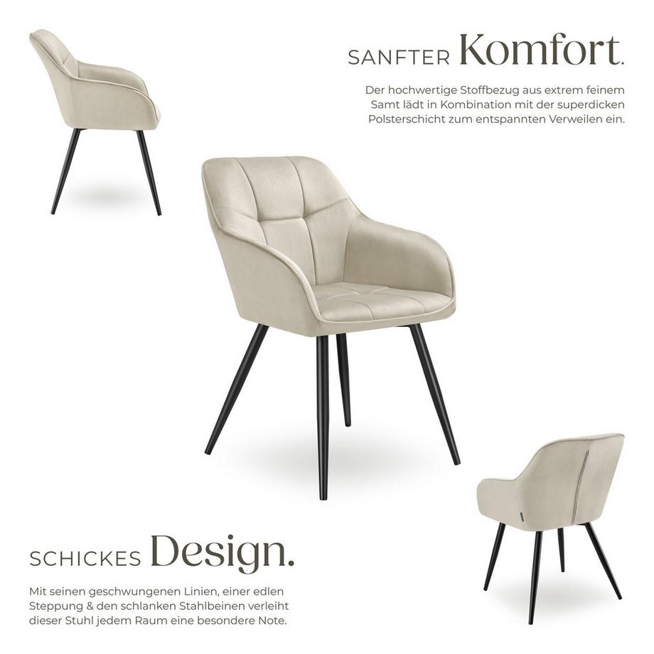 Tectake Chaise de salle à manger MARILYN rembourrée et en velours matelassé  