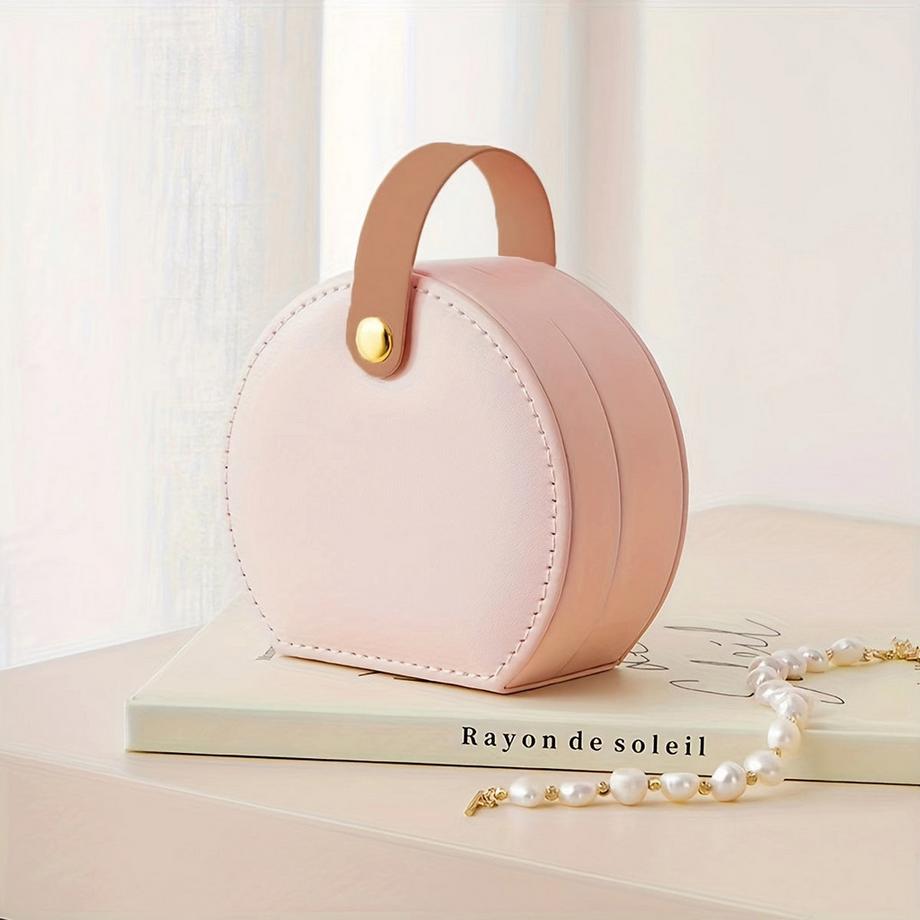 Only-bags.store  Reisefreundlicher, schicker Mini-Schmuck-Organizer aus Kunstleder – tragbare und hübsche Aufbewahrungsbox für Halsketten, Ringe und Ohrringe 