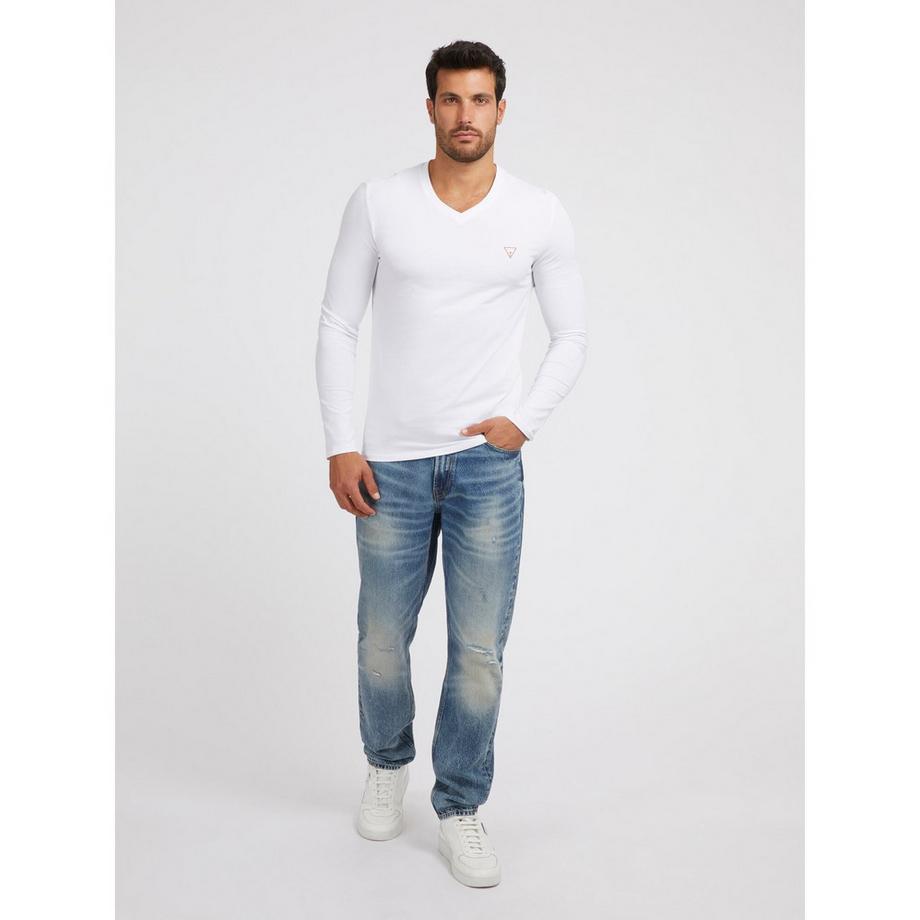 GUESS Core Langarm V-Ausschnitt T-Shirt  