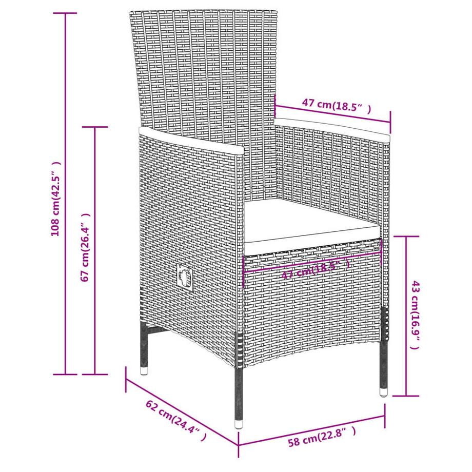 VidaXL Ensemble de salle à manger de jardin rotin synthétique  