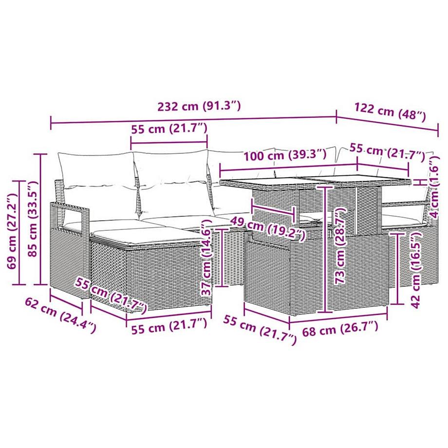 VidaXL Ensemble de canapé de jardin poly rattan  