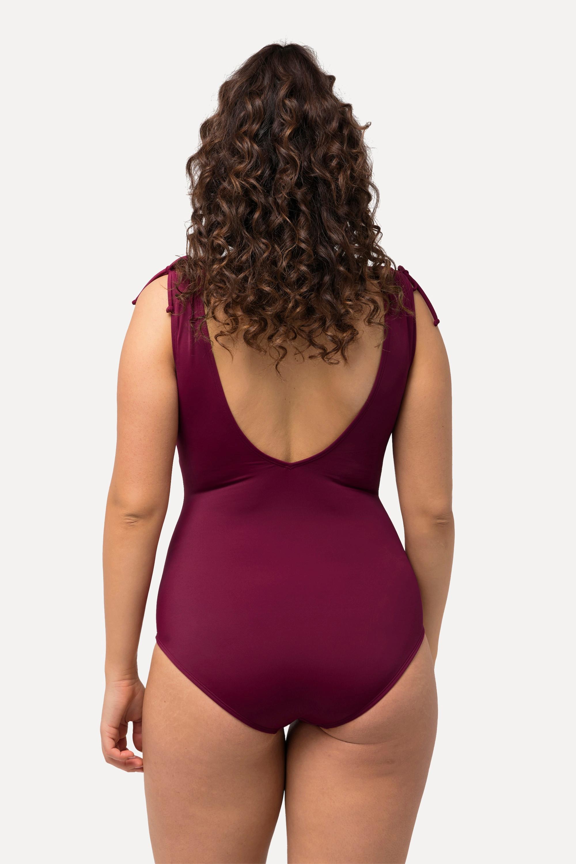 Ulla Popken Maillot de bain fleuri bonnets souples décolleté en cœur  