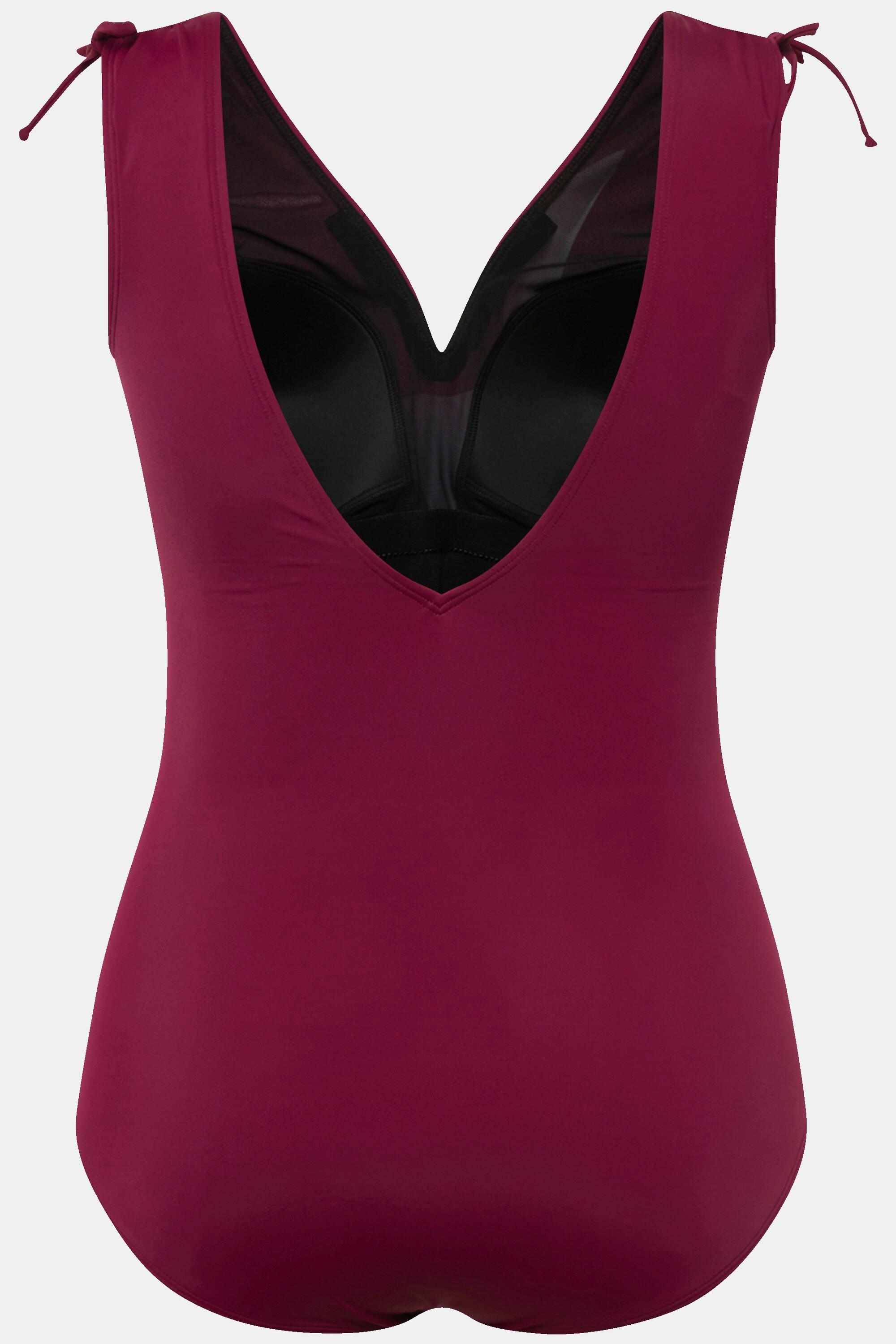 Ulla Popken Maillot de bain fleuri bonnets souples décolleté en cœur  