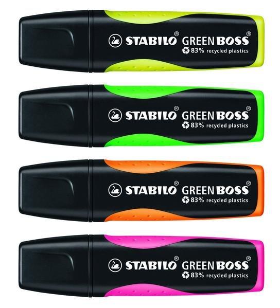 STABILO STABILO Green Boss evidenziatore 4 pz Punta smussata Verde, Arancione, Rosa, Giallo  