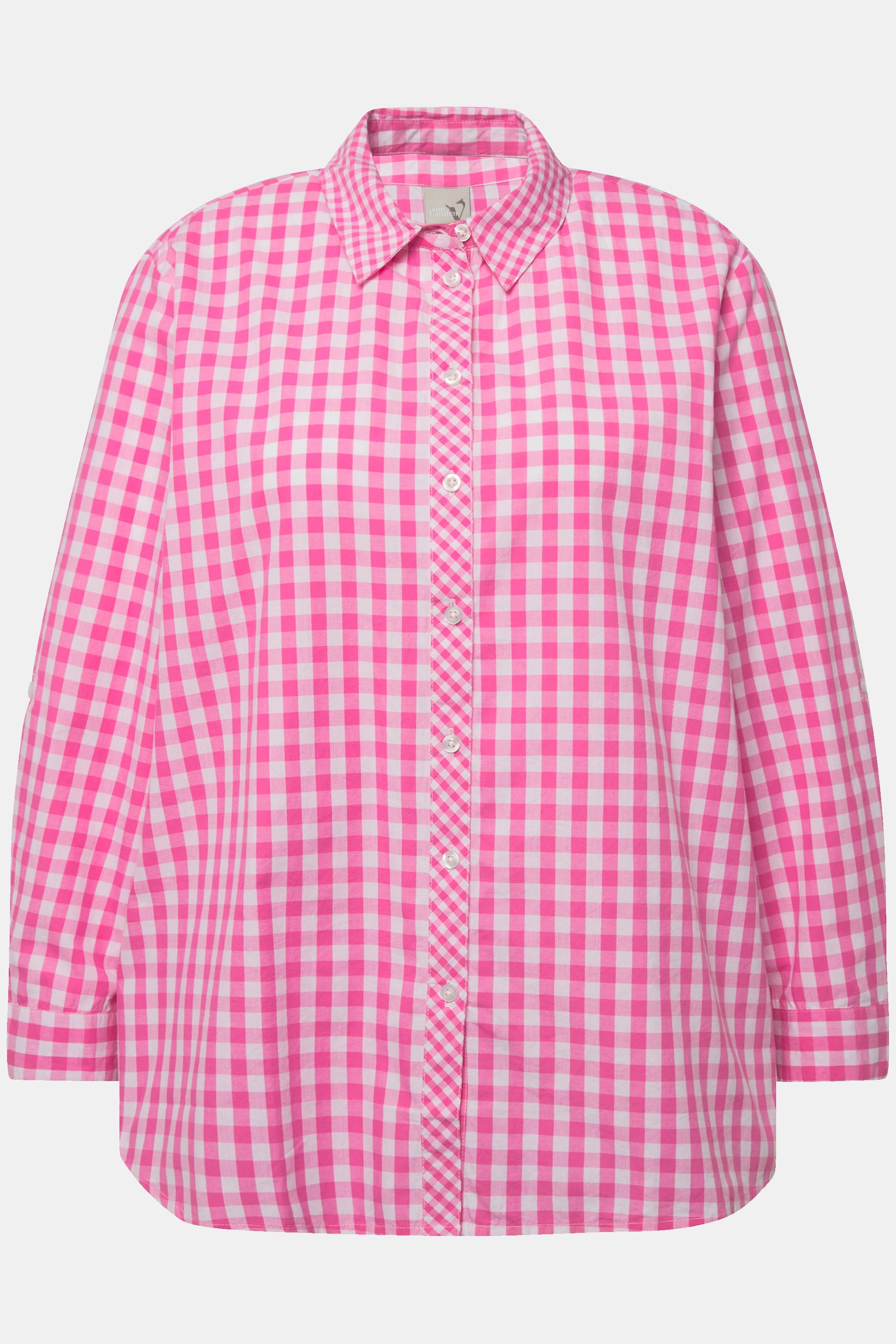 Ulla Popken  Camicia a quadri con colletto da camicia, maniche lunghe e linguetta per risvolto 