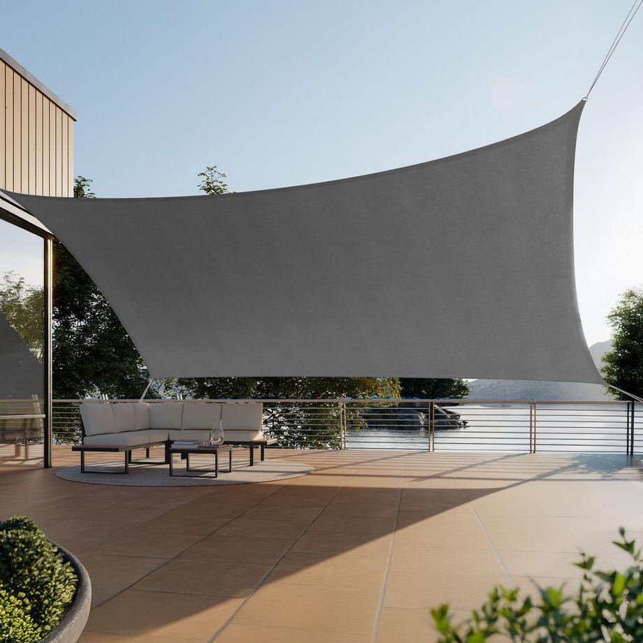 Tectake Sonnensegel Sunny verschiedene Größen, HDPE mit 185 g/m² und 87 % UV-Schutz wasserabweisend, atmungsaktiv und reißfest  
