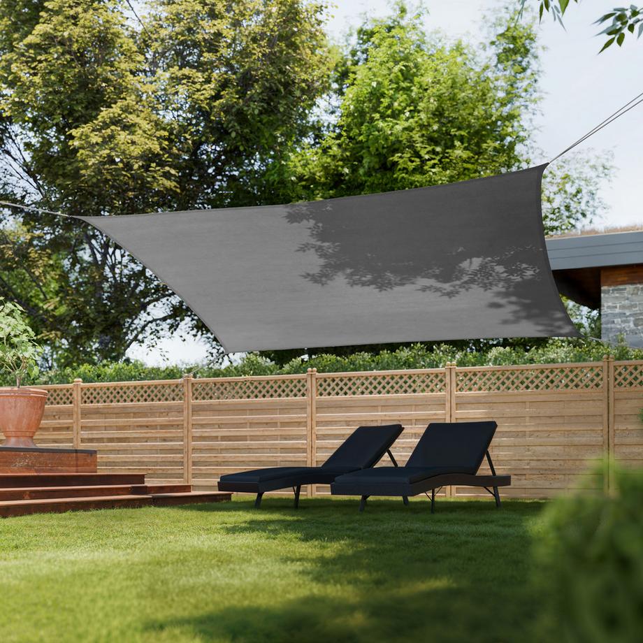 Tectake Sonnensegel Sunny verschiedene Größen, HDPE mit 185 g/m² und 87 % UV-Schutz wasserabweisend, atmungsaktiv und reißfest  