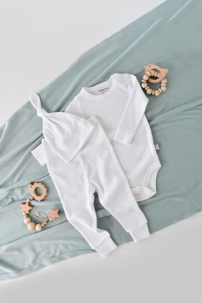 BabyCosy Organic  Set, Pantalon, Body manches longues, Bonnet 