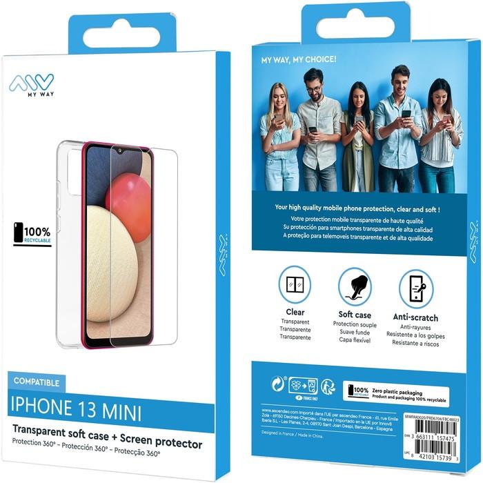 MYWAY  Coque souple + Verre trempé pour iPhone 13 mini 