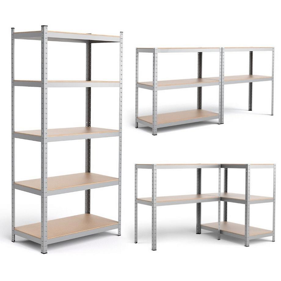 Northix  Lagerregal Schwerlastregal Steckregal Metallregal 5 Ebenen Werkstattregal 91 x 46 x 183 cm Silber 