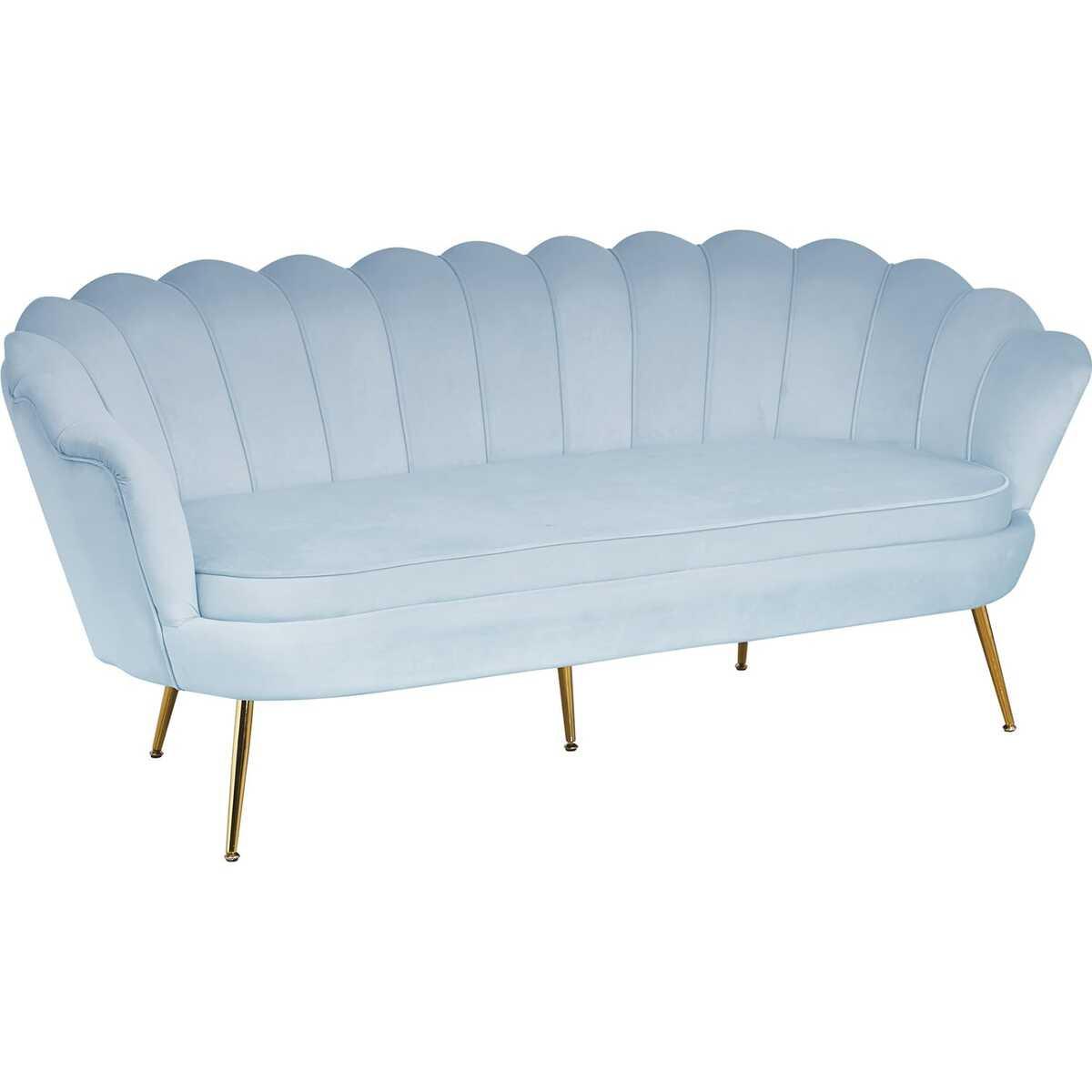 mutoni Muschelsofa 3-Sitzer Samt silberblau  