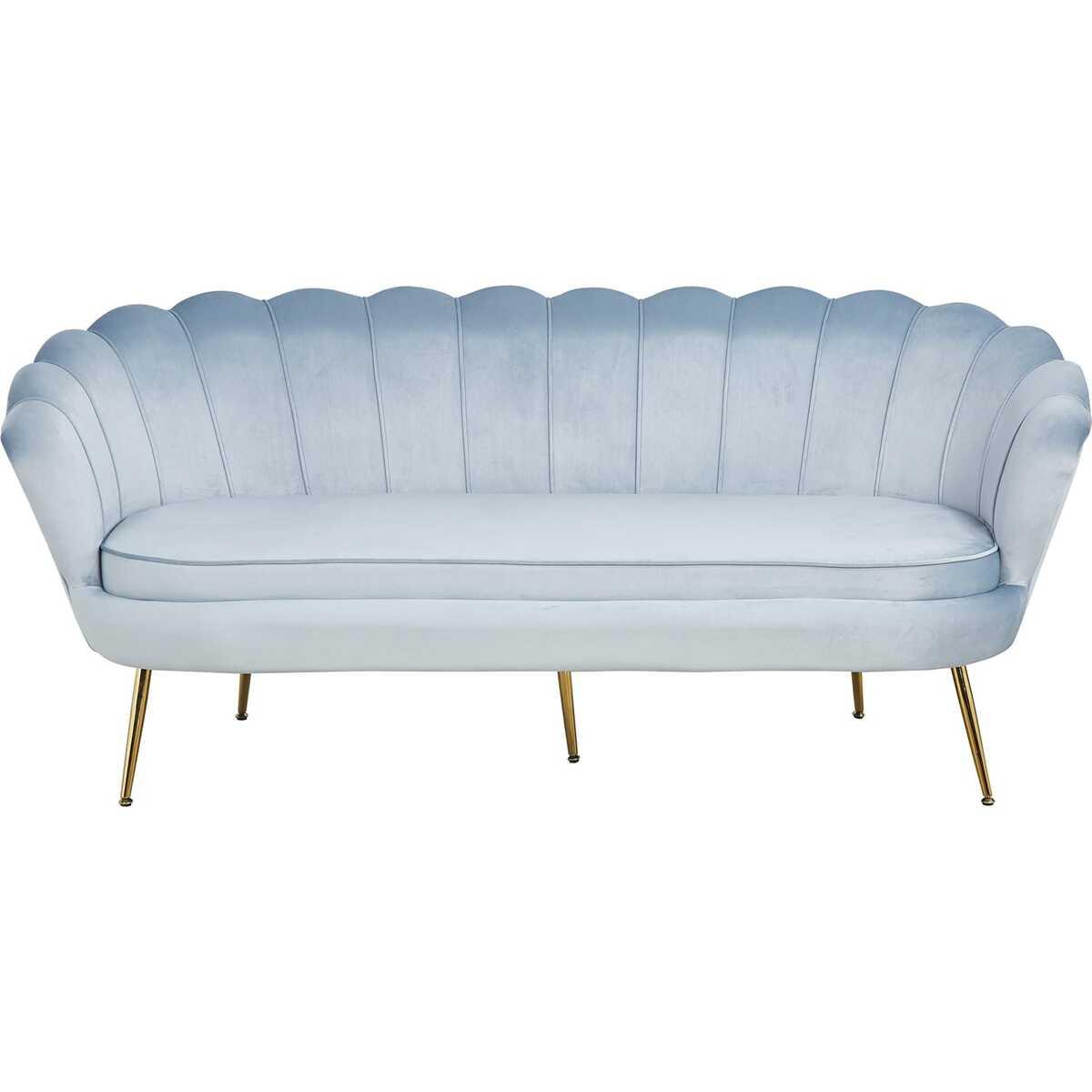 mutoni Muschelsofa 3-Sitzer Samt silberblau  