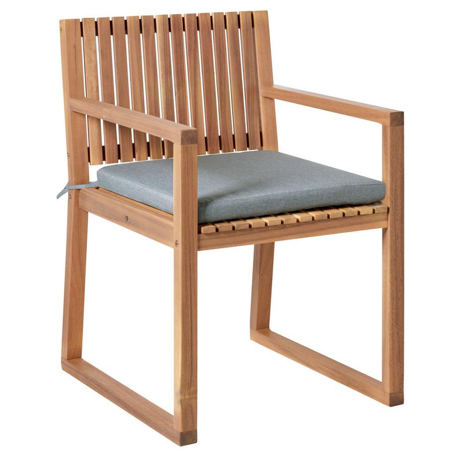 Beliani Lot de 2 chaises de jardin avec coussins en Bois d'acacia certifié FSC® Traditionnel SASSARI PREMIUM  