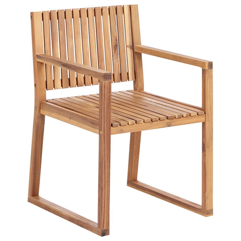 Beliani Lot de 2 chaises de jardin avec coussins en Bois d'acacia certifié FSC® Traditionnel SASSARI PREMIUM  