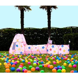 Activity-board  Tente de jeu pour enfants, 3 pièces, Tunnel, aire de jeux, maison de jeu Pop-up, avec Tunnel rampant et 2 paniers de basket-ball 