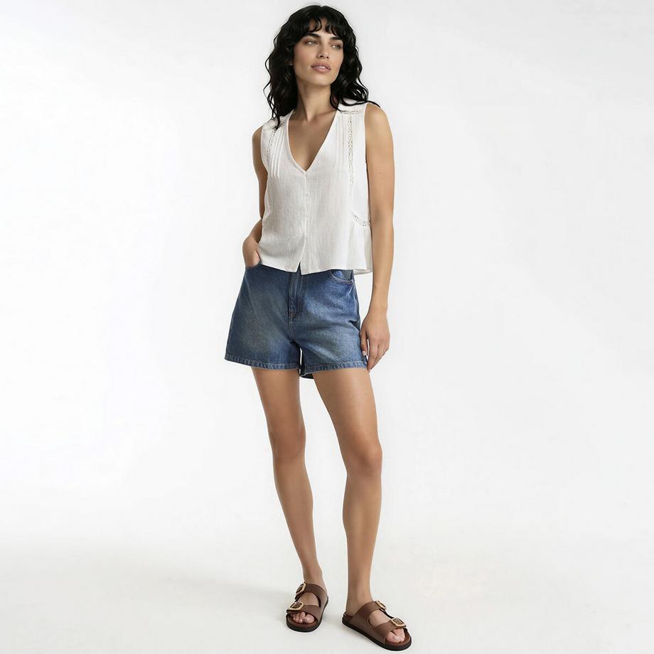 La Redoute Collections Blusa ricamata senza maniche scollo a V  