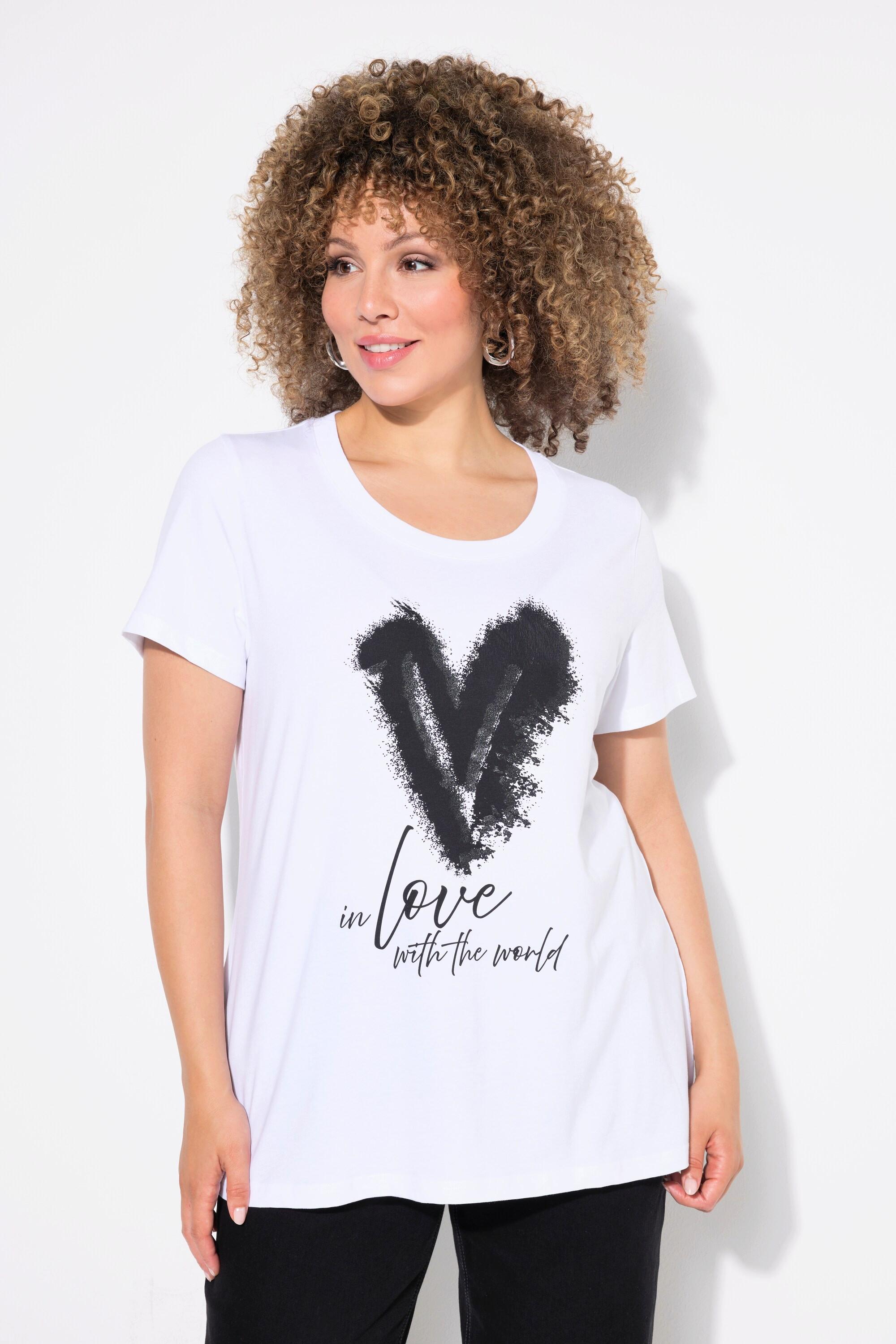 Ulla Popken  T-shirt, cuore, Classic, girocollo, mezza manica 