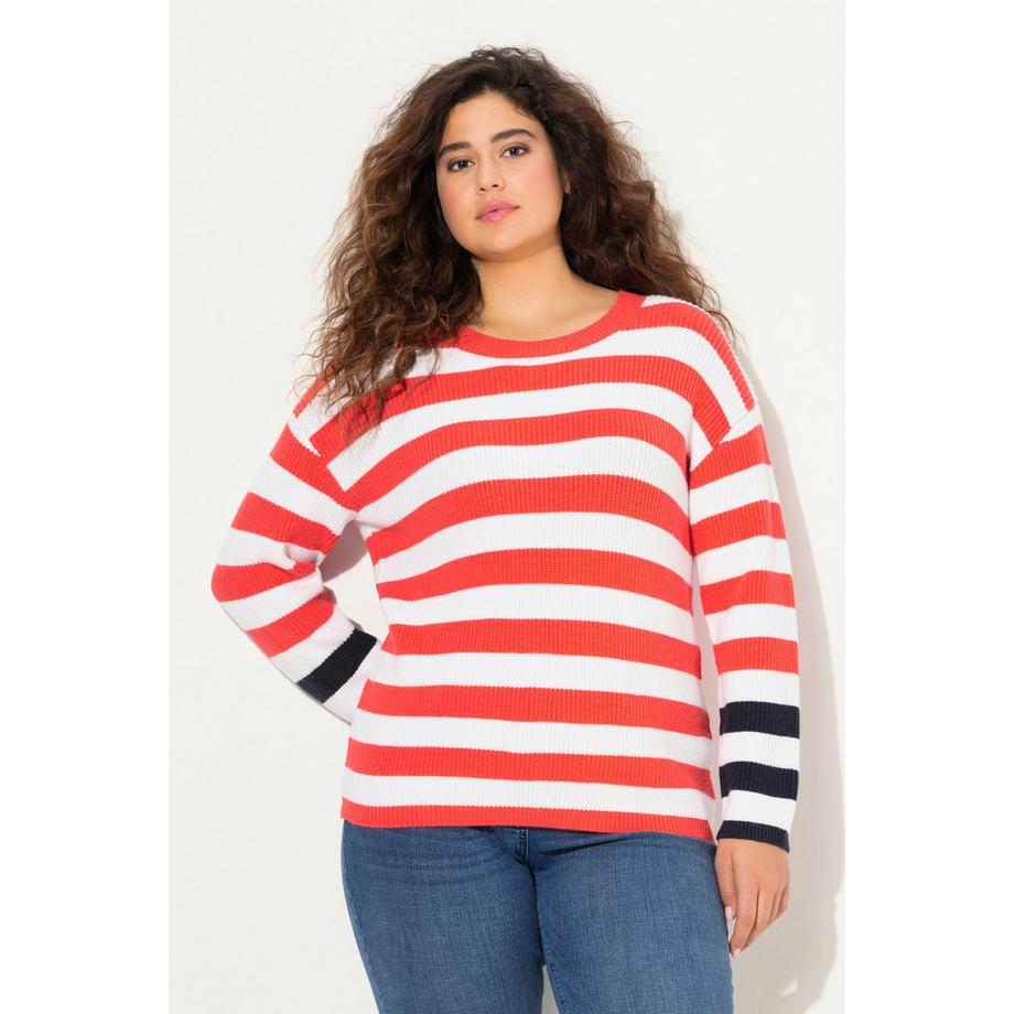 Ulla Popken Maglione Rigato Girocollo Maniche Lunghe  