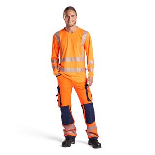 Blaklader Langarm High Visibility V-Ausschnitt T-Shirt mit UV-Schutz  