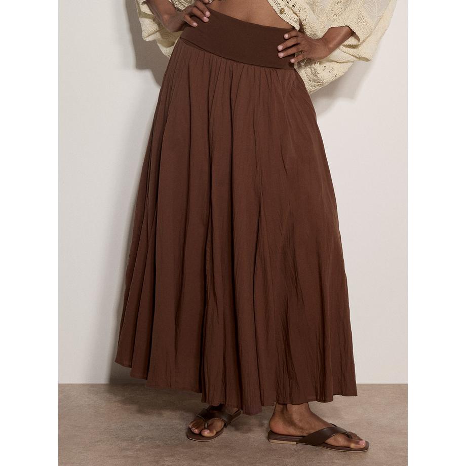 APRICOT Jupe Midi Coton Ceinture Jersey  