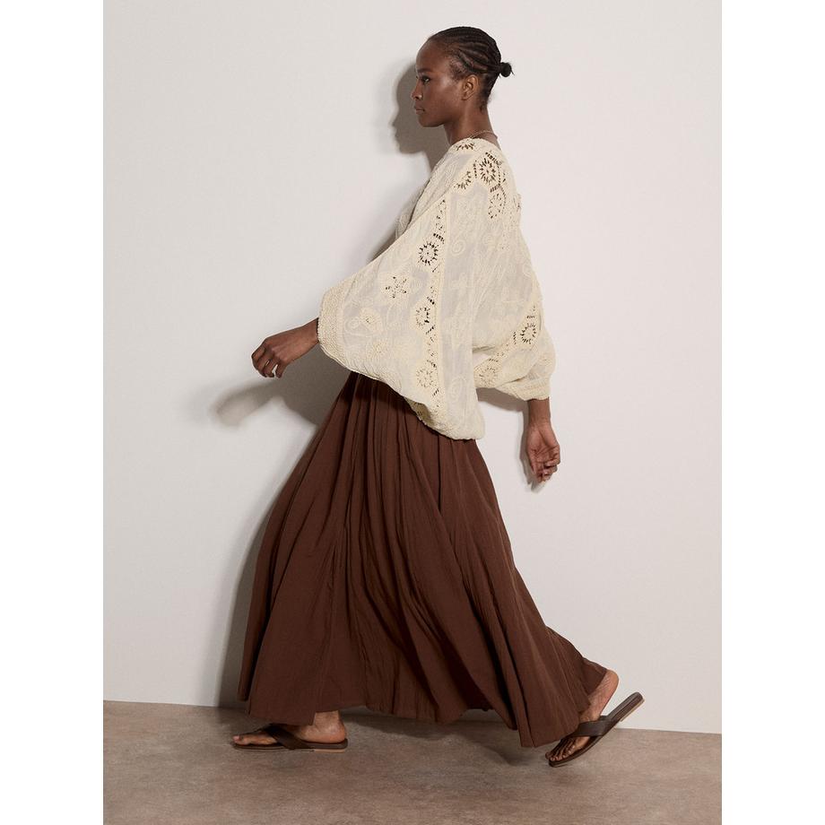APRICOT Jupe Midi Coton Ceinture Jersey  