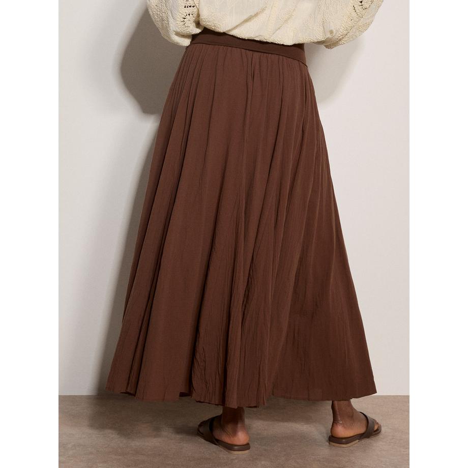 APRICOT Jupe Midi Coton Ceinture Jersey  