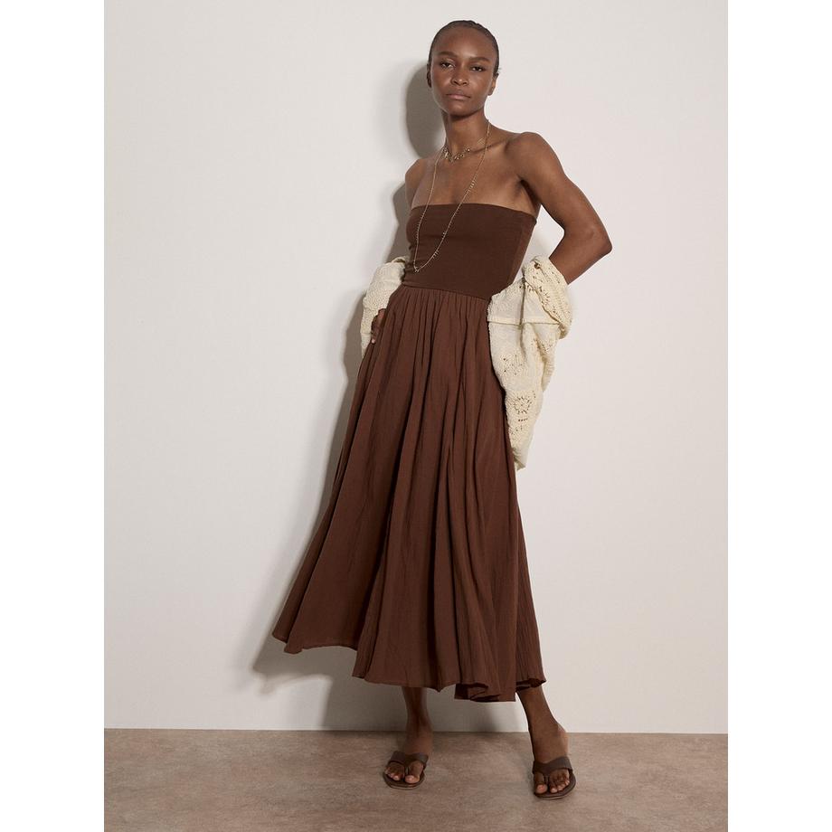 APRICOT Jupe Midi Coton Ceinture Jersey  