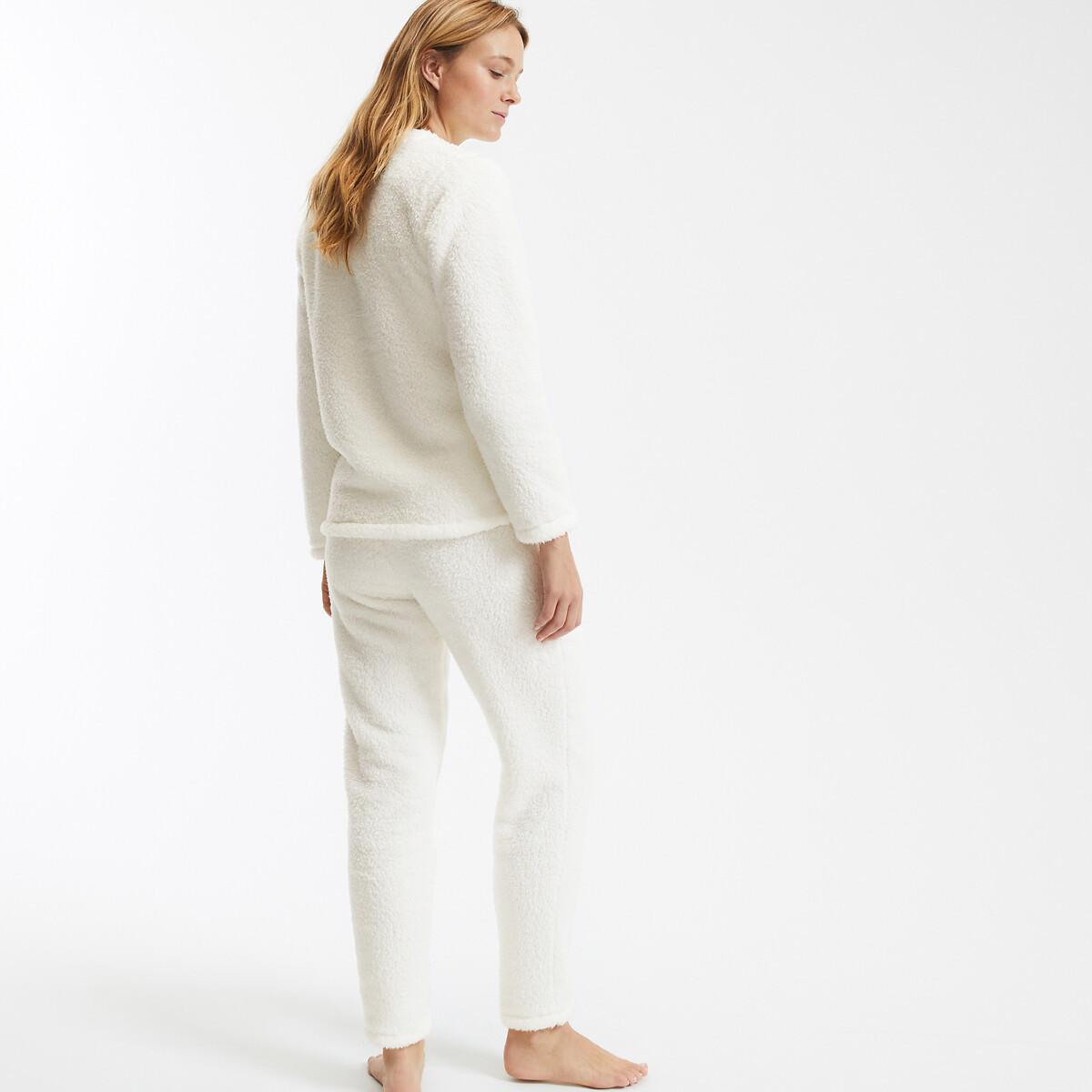 La Redoute Collections  Pyjama aus Fleece mit Blätterstickerei 