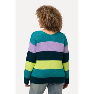 Ulla Popken  Pullover, Blockstreifen, V-Ausschnitt, Langarm 