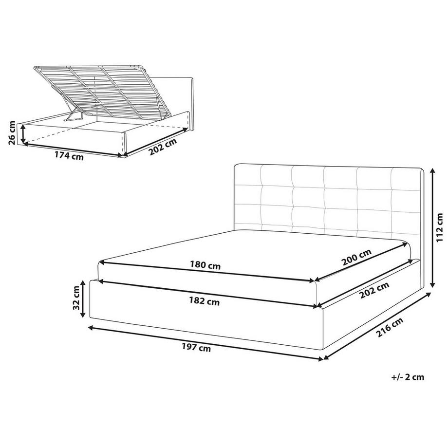 Beliani Letto contenitore en Tessuto  LORIENT  