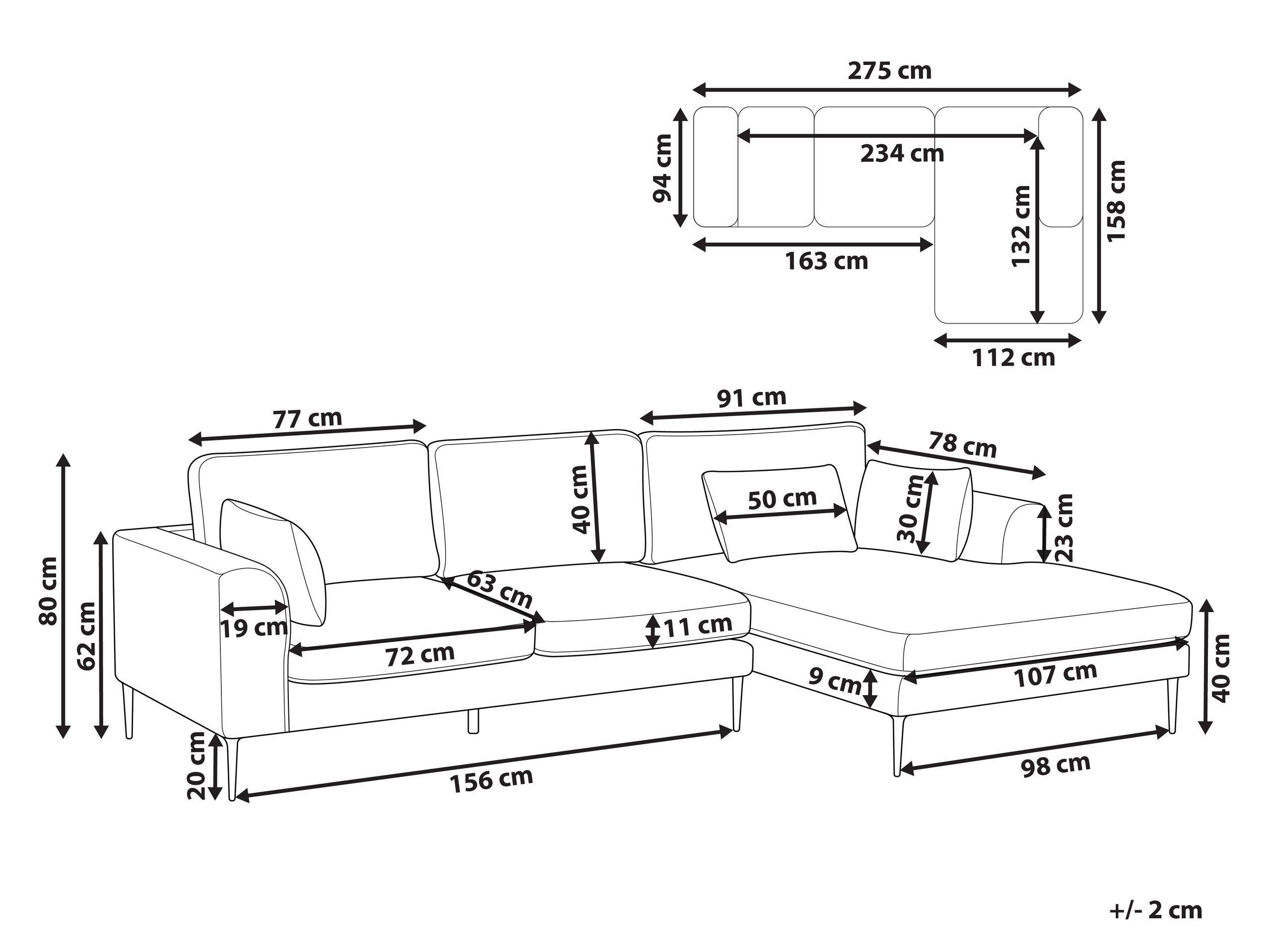 Beliani Ecksofa aus Samtstoff Modern FLAM  