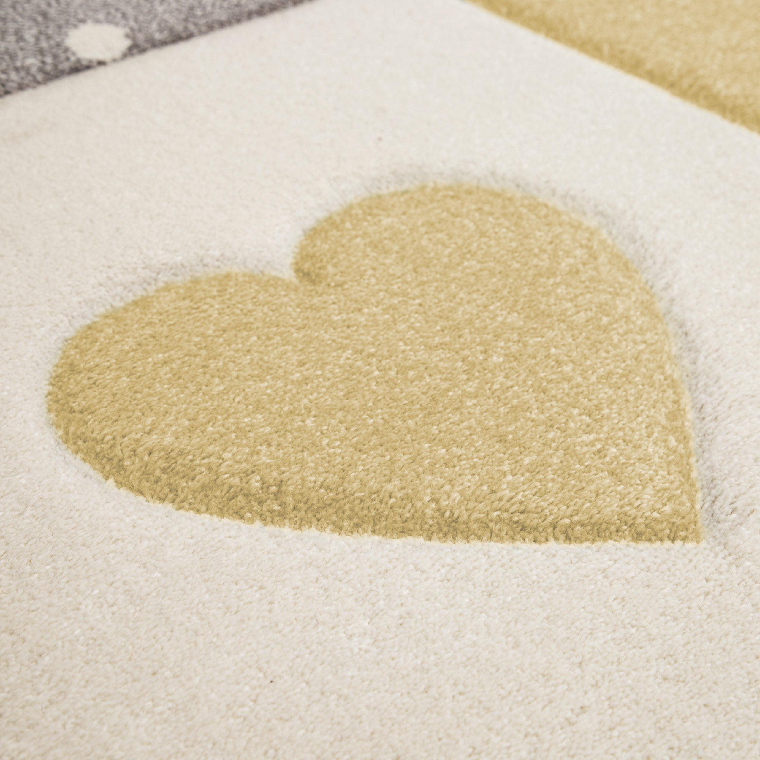 Paco Home Kinderteppich Kariert Herzen Sterne Gelb  