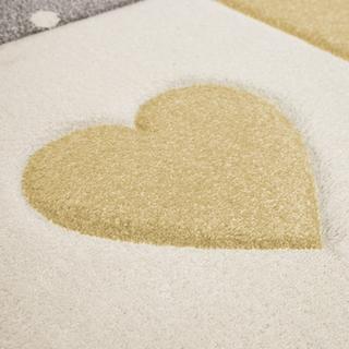 Paco Home Kinderteppich Kariert Herzen Sterne Gelb  