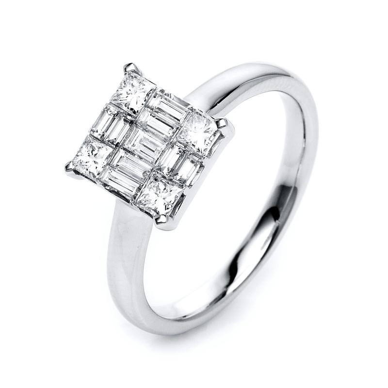 MUAU Schmuck  Verlobungsring 750/18K Weissgold Diamant 0.77ct. 