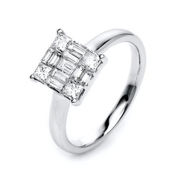 Verlobungsring 750/18K Weissgold Diamant 0.77ct.