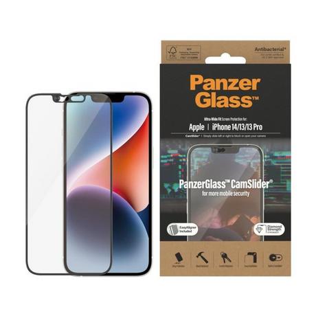 PanzerGlass  ® CamSlider® Screen Protector iPhone 14 | 13 | 13 Pro | Ultra-Wide Fit w. EasyAligner Pellicola proteggischermo trasparente Apple 1 pz 