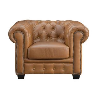 LINEA SOFA Chesterfield Ledersessel - Büffelleder - Karamellbraun - BRENTON  