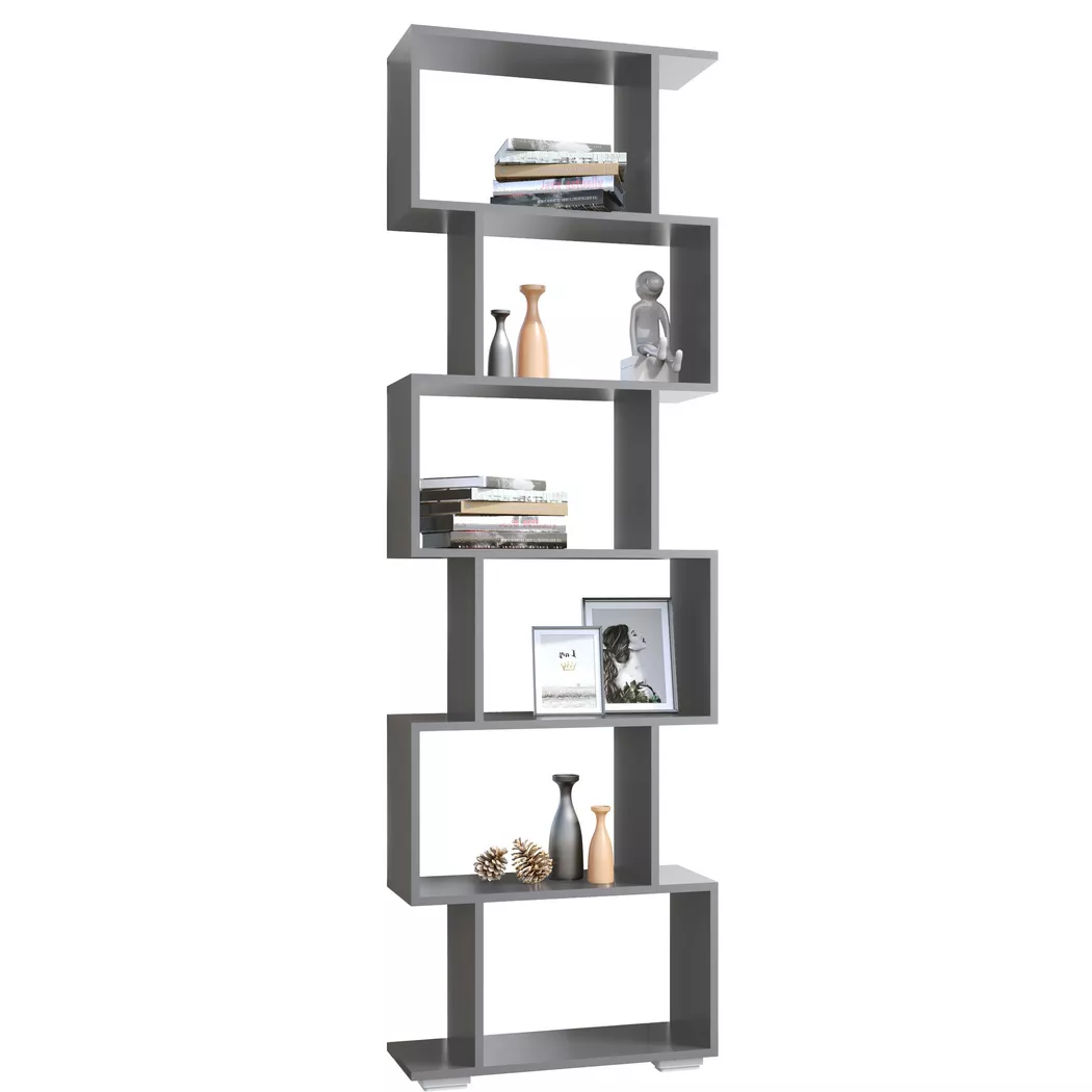 VCM Holz Raumteiler Stand Regal Bücherregal Deko Bücher 6 Fächer Standregal Palusa L
