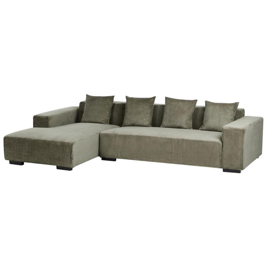 Beliani Canapé d'angle côté droit en Velours côtelé Scandinave LUNGO  