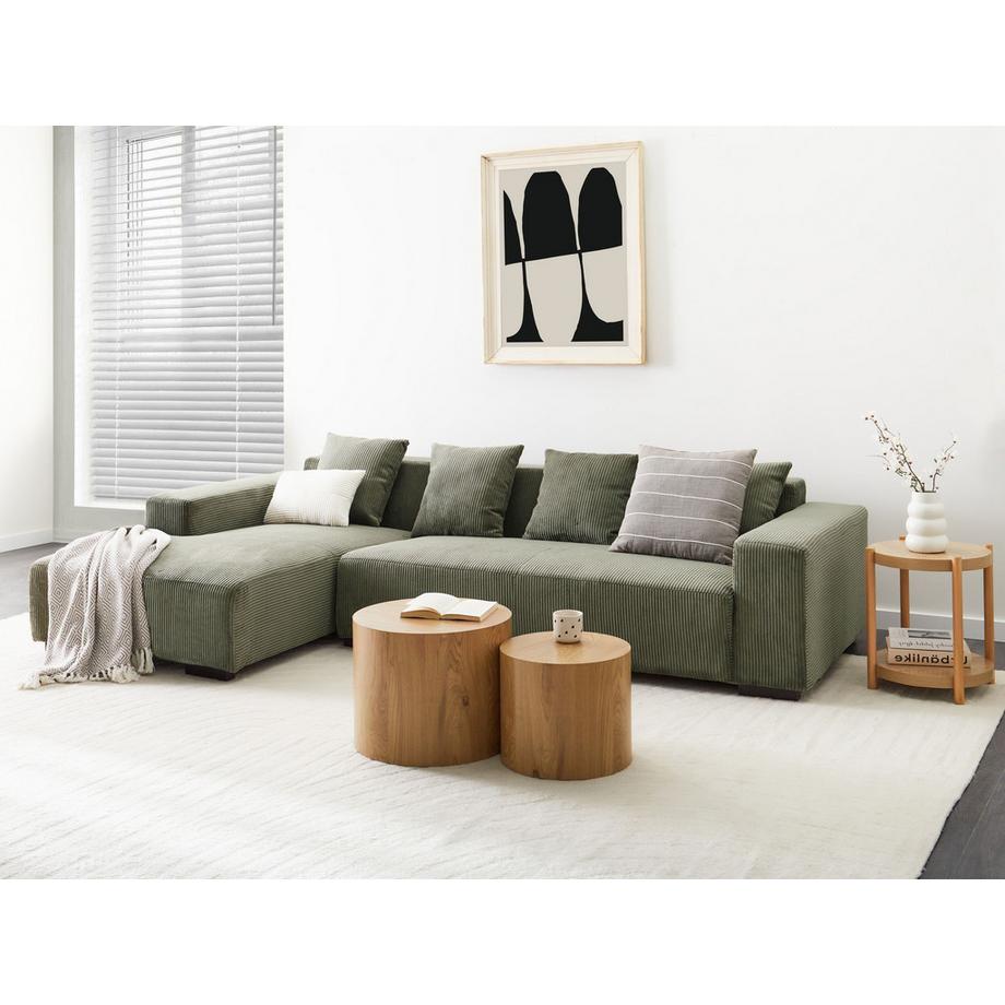 Beliani Canapé d'angle côté droit en Velours côtelé Scandinave LUNGO  