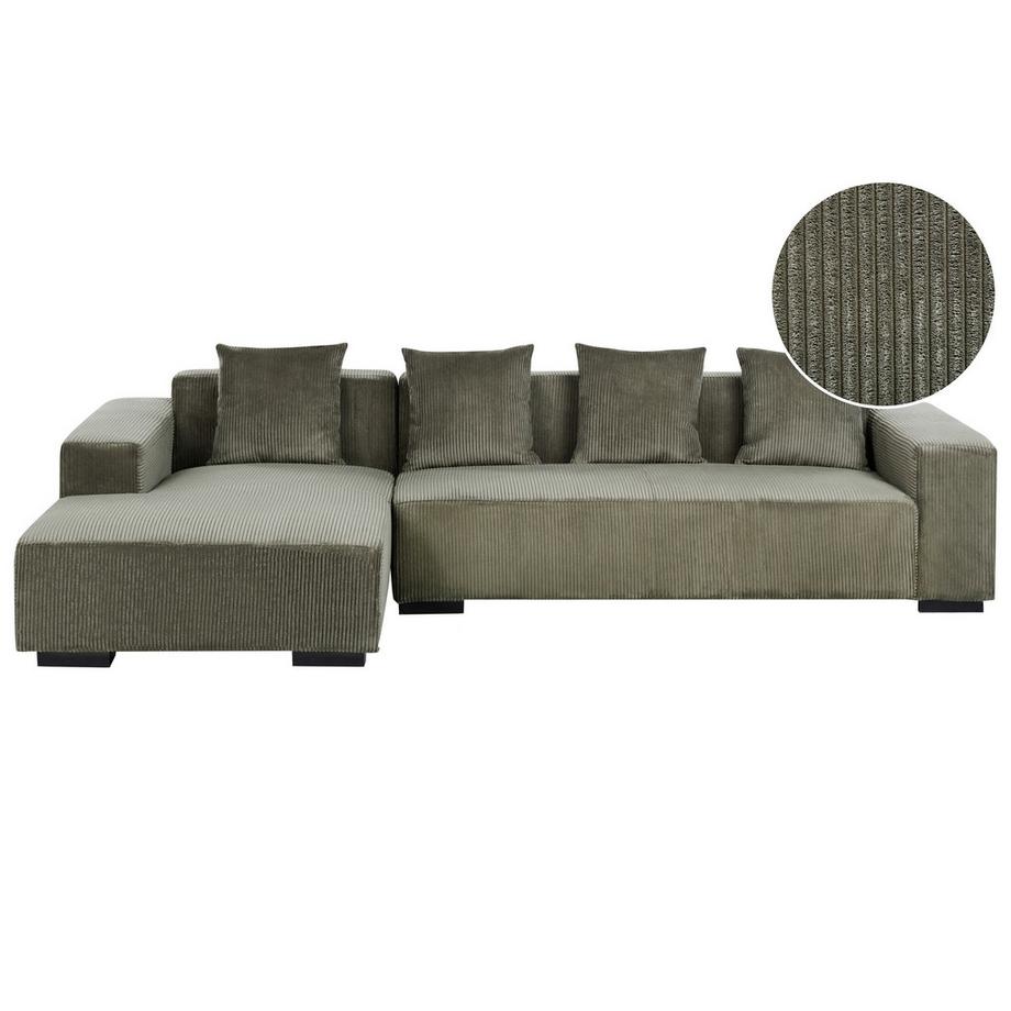 Beliani Canapé d'angle côté droit en Velours côtelé Scandinave LUNGO  