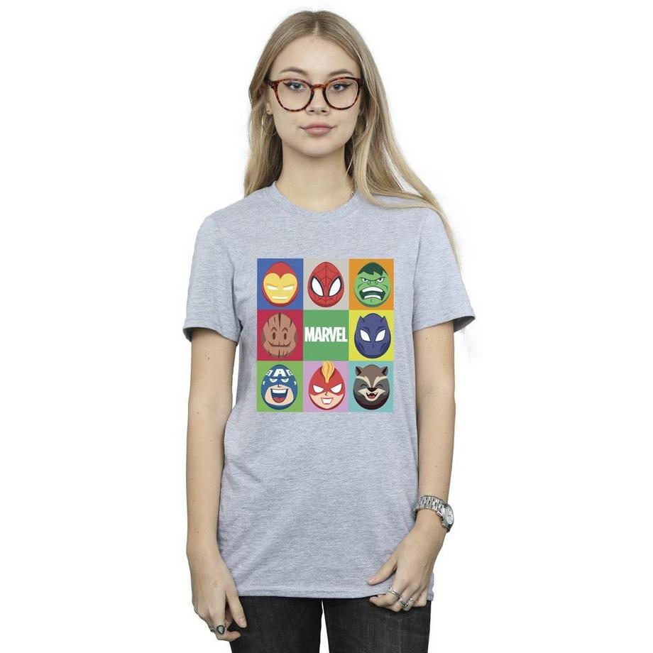 MARVEL Character Faces T-Shirt Stampata  