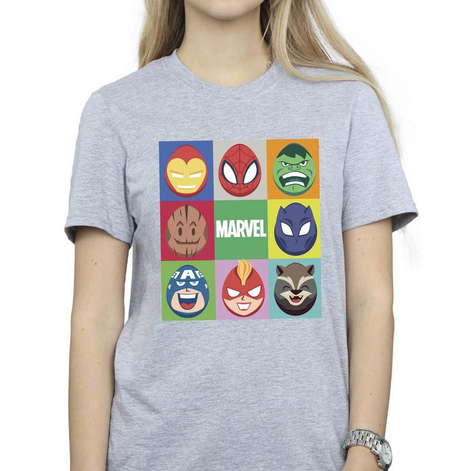 MARVEL Character Faces T-Shirt Stampata  
